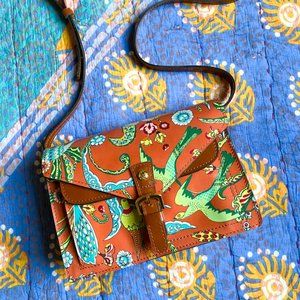 NWOT Patricia Nash Orange Pattern Bird Cross Body Bag
